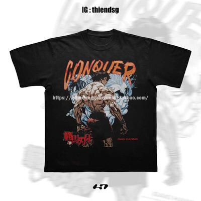 原创Baki刃牙男装女装情侣全棉范马勇次郎上衣印花短袖T恤t-shirt