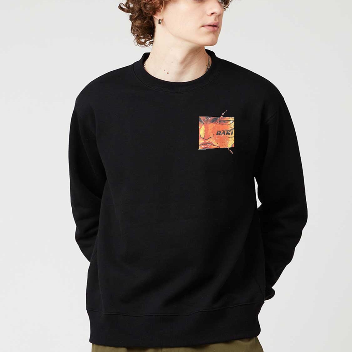 Baki刃牙320g印花落肩圆领卫衣