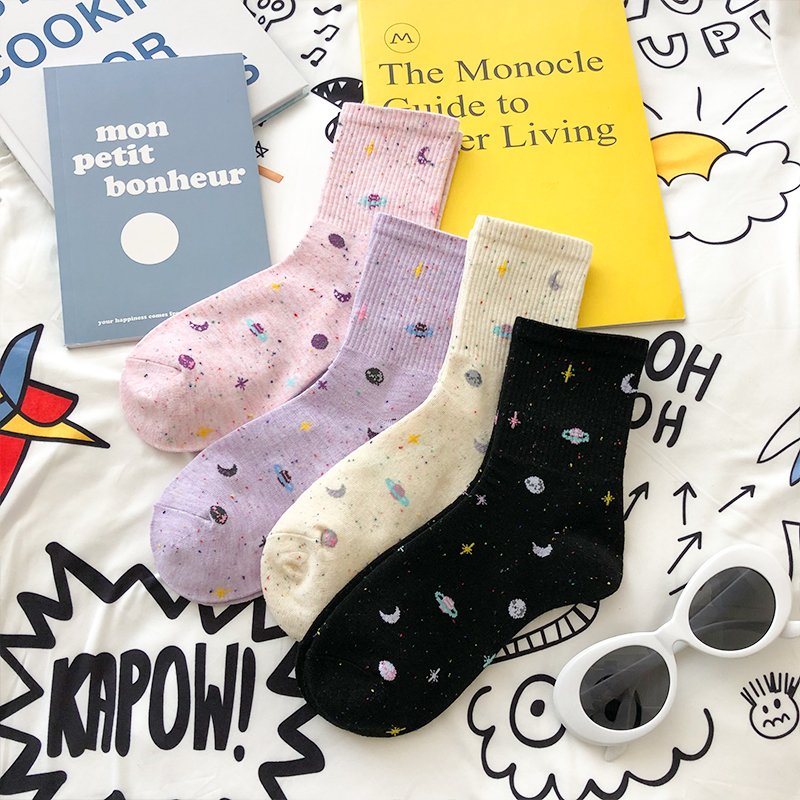 ins韩国星空少女卡通学生潮袜子
