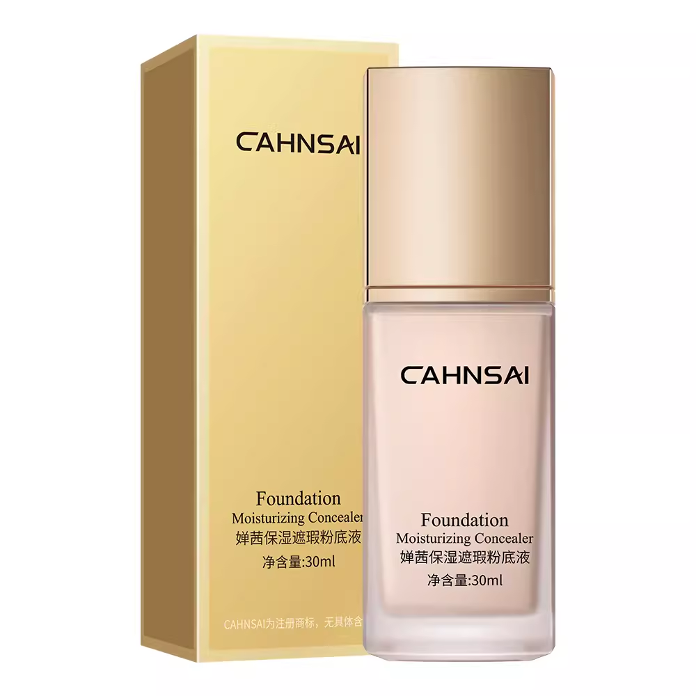 婵茜保湿遮瑕粉底液清爽自然裸妆滋润不易脱妆控油轻薄bb霜正品