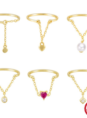 S925纯银链条开口可调节戒指