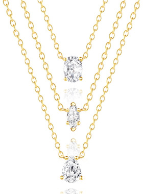 s925银马眼蛋形水滴锁骨链