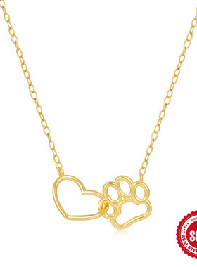 欧美时尚简易s925纯银爱心猫爪双