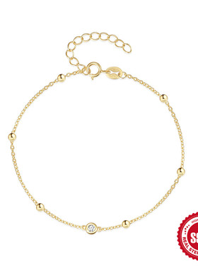 新款S925纯银豆豆链镶钻手链欧美热销简约叠戴经典百搭手链配饰女