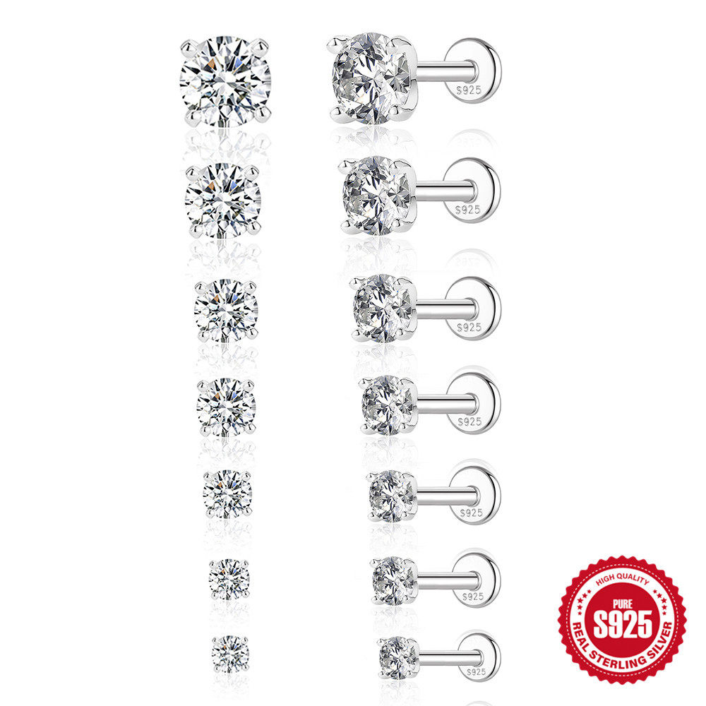 ins简约独钻莫桑钻s925纯银螺纹穿刺软骨耳钉16G耳骨钉带证书,饰品/流行首饰/时尚饰品新,耳环,淘宝优惠券,粉丝福利购,淘宝优惠卷