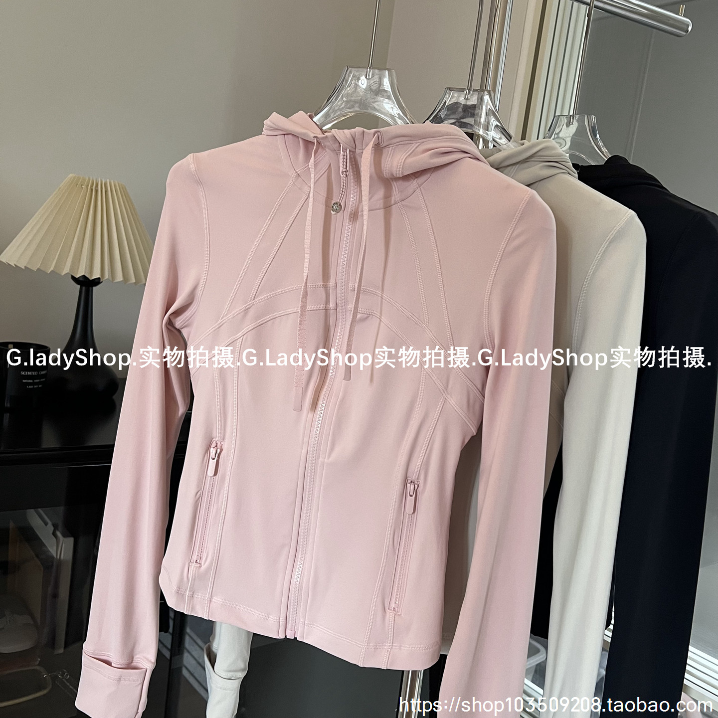 抽绳连帽Define短外套 收腰显瘦健身运动长袖夹克图片