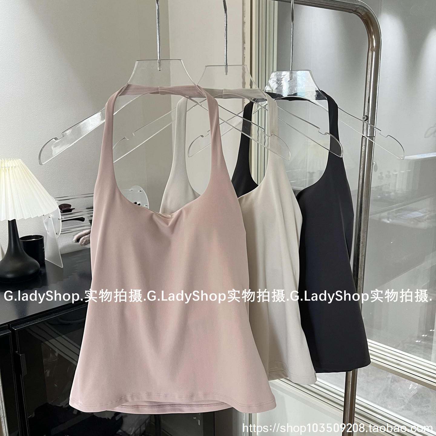 挂脖美背A字版型收腰遮腹背心 固定杯瑜伽运动上衣图片