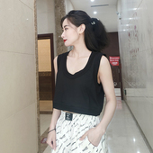 黑色无袖 白色吊带背心女夏内搭短款 纯棉外穿大码 T恤打底坎肩上衣