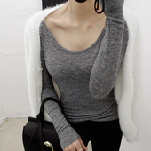 T恤长袖 显瘦性感大领口莫代尔内搭打底衣 百搭修身 女秋衣新款 时尚