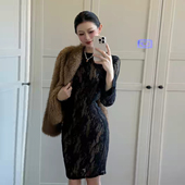 黑色蕾丝连衣裙女轻奢高级感带内衬性感修身 包臀裙洋气气质小黑裙