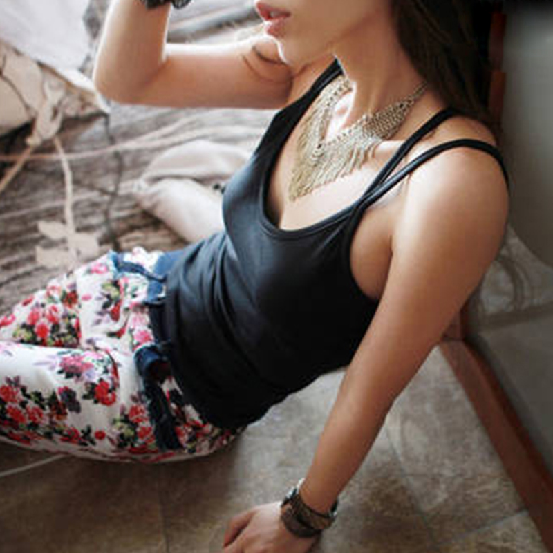 性感修身交叉带韩版露背吊带背心