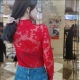 女长袖 新款 红色半高领打底衫 蕾丝衫 大码 秋季 洋气网纱小衫 蕾丝上衣