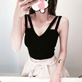 美背吊带夏韩版 简约修身 百搭镂空无袖 小背心女性感外穿吊带 女新款