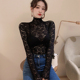 打底蕾丝上衣女网纱内搭气质高领打底衫 蕾丝打底衫 秋冬欧洲站新款