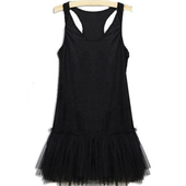 蓬蓬裙圆领打底裙 连衣裙大码 网纱背心裙 胖MM显瘦裙子网红连衣裙