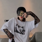 打底衫 蕾丝衫 女 大码 上衣潮睫毛镂空网纱纱衣黑色长袖 内搭夏季 新款