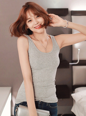 设计感小众吊带外穿2023春新款修身灰色大码ins潮无袖纯棉背心女