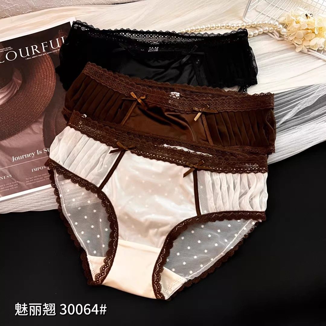 魅丽翘30064棕调波韵性感网纱蕾丝低腰内裤少女士纯棉裆正品3条装,女士内衣/男士内衣/家居服,女三角裤,淘宝优惠券,粉丝福利购,淘宝优惠卷