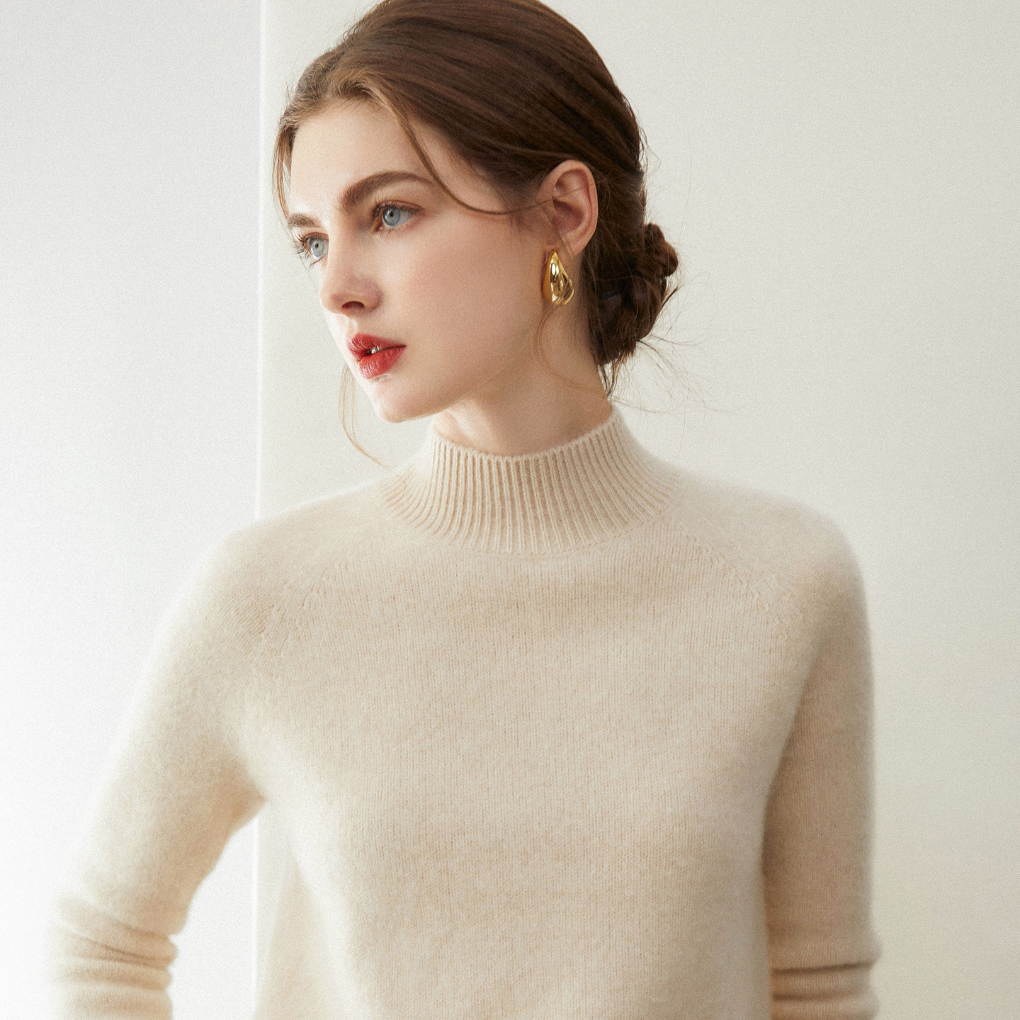 康赛妮~七针加厚插肩新款纯山羊绒衫女半高领针织打底衫毛衣内搭,女装/女士精品,羊绒衫,淘宝优惠券,粉丝福利购,淘宝优惠卷