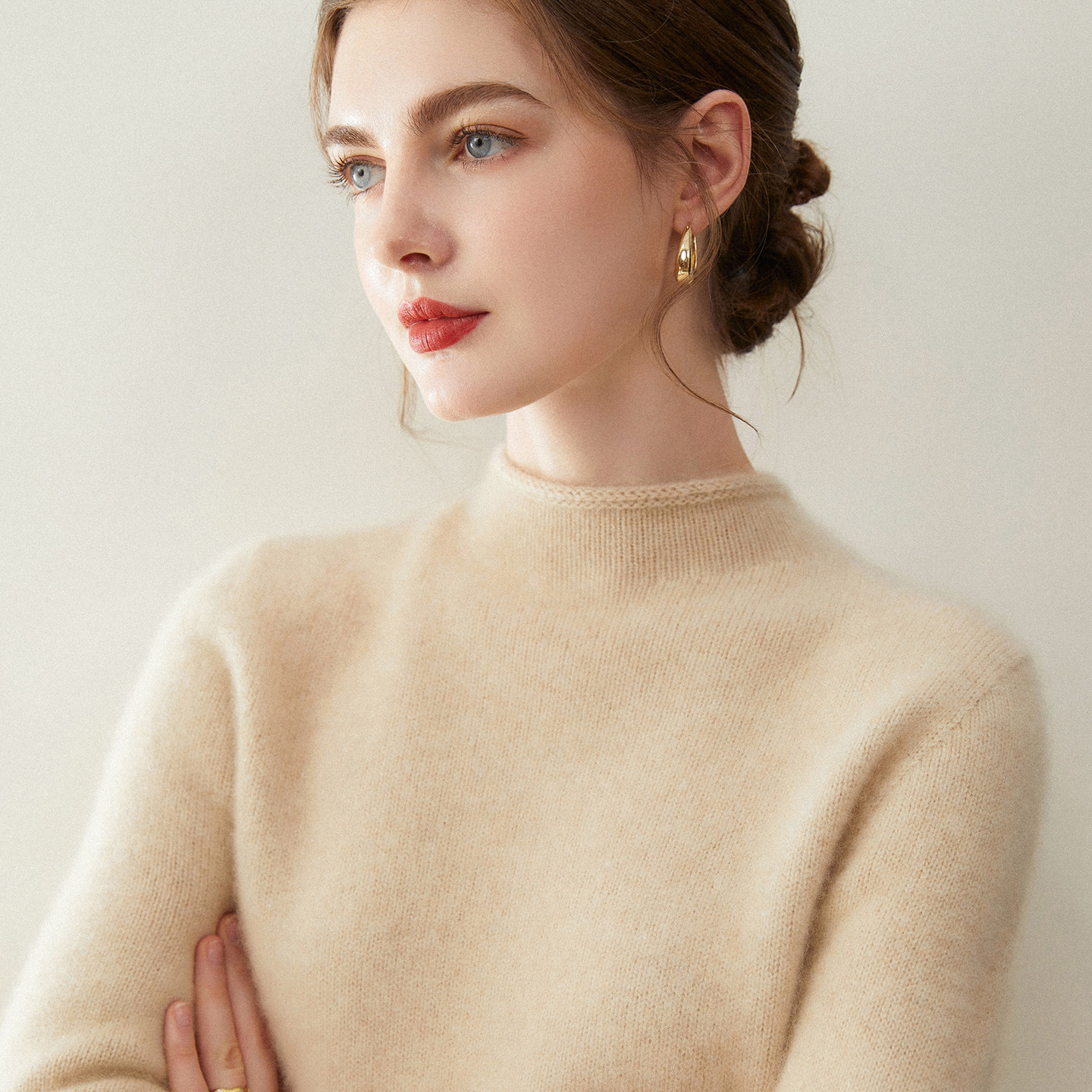 康赛妮~纯山羊绒衫女半高领双股加厚秋冬新款针织打底衫毛衣内搭,女装/女士精品,羊绒衫,淘宝优惠券,粉丝福利购,淘宝优惠卷