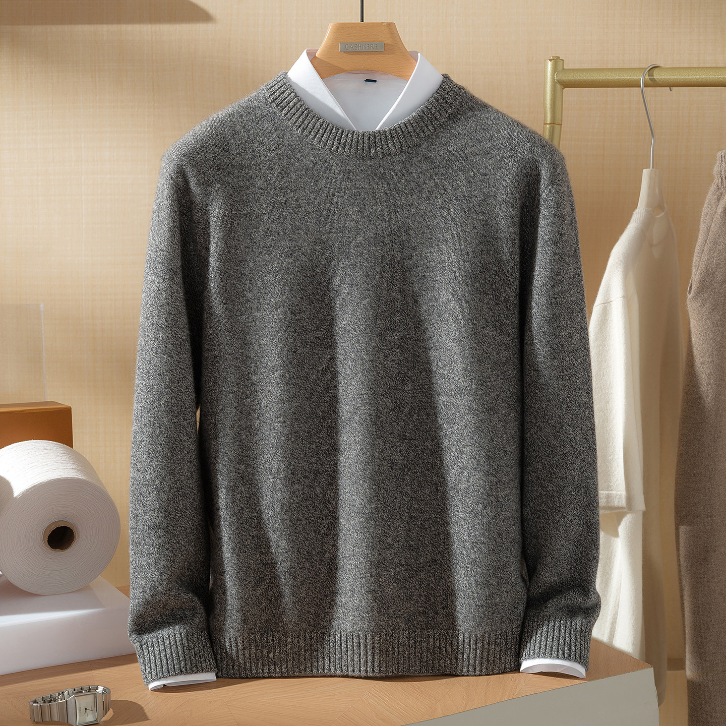 康赛妮~七针男士平面半高极简风100%纯山羊绒衫男士套头毛衣上衣,男装,羊绒套衫,淘宝优惠券,粉丝福利购,淘宝优惠卷