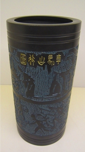 徐州特色礼品客厅书房创意礼品新中式摆件汉风黑陶车马出行图笔筒