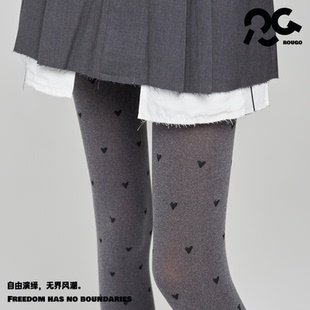 灰色波点丝袜女春秋格雷系打底裤袜点点爱心提花薄款天鹅绒连裤袜
