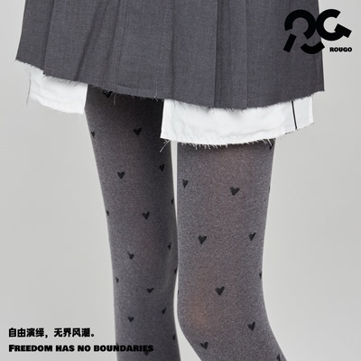 灰色波点丝袜女春秋格雷系打底裤袜点点爱心提花薄款天鹅绒连裤袜