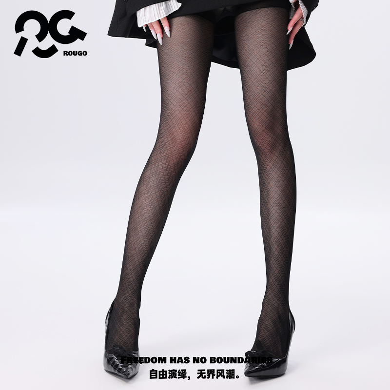 Rougo罗口性感菱格纹薄款连裤袜