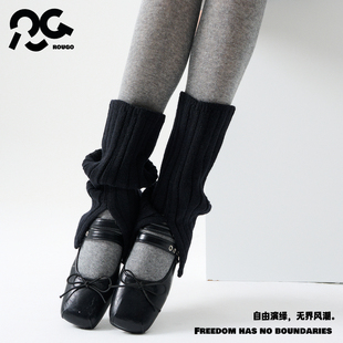 开叉针织袜套堆堆袜冬季中筒女针织y2k腿套保暖配鲨鱼裤配雪地靴