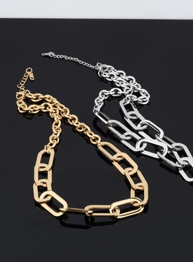 潮酷项链钛钢锁骨链女生钛钢