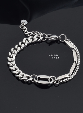 潮流古巴链条拼接手链男女