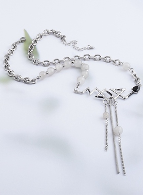 流苏钛钢女生锁骨链短项链