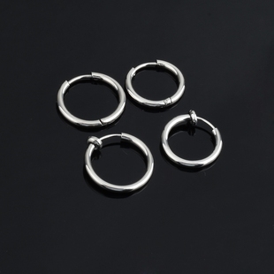 简约素圈耳环潮流男士单圈耳钉百搭女士耳饰diy小圈饰品无洞耳夹