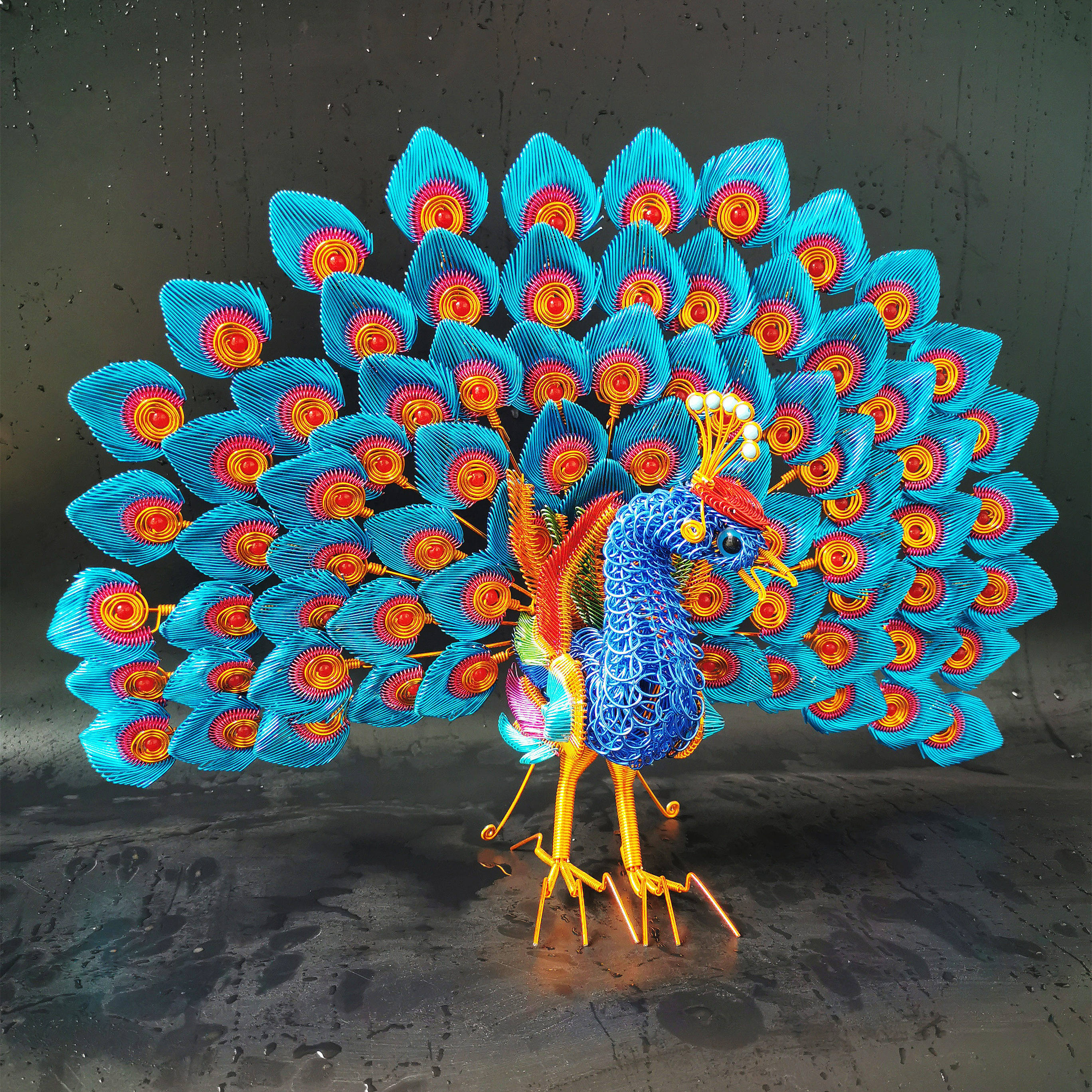 铝线新中式纯手工diy铁丝快手抖音网红同款家居孔雀开屏动物摆件