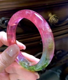 碧玺手镯老矿天然冰种卢比来宝石红西瓜蓝绿樱花粉彩虹梦幻紫稀缺