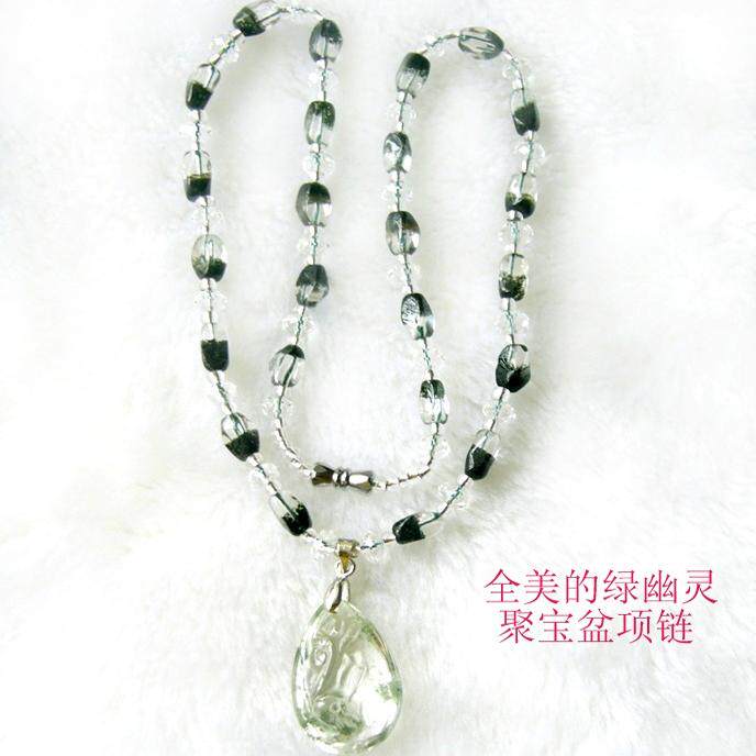 真品绿幽灵灵芝兔吊坠男女天然水晶饰品金字塔兔项链挂件18年老店