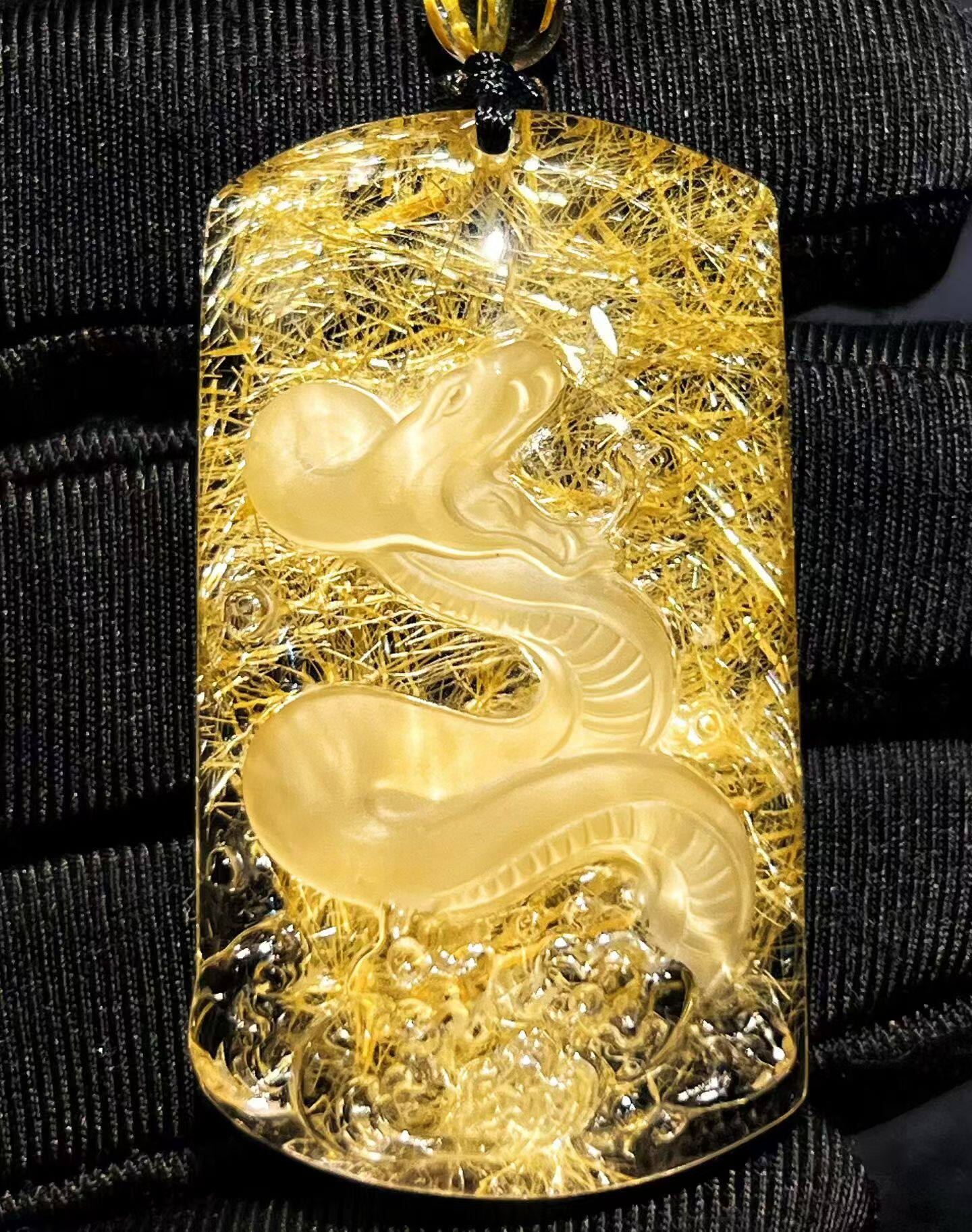 紫水晶蛇吊坠大师设计老矿天然绿幽灵黄水晶钛晶12生肖蛇项链坠子