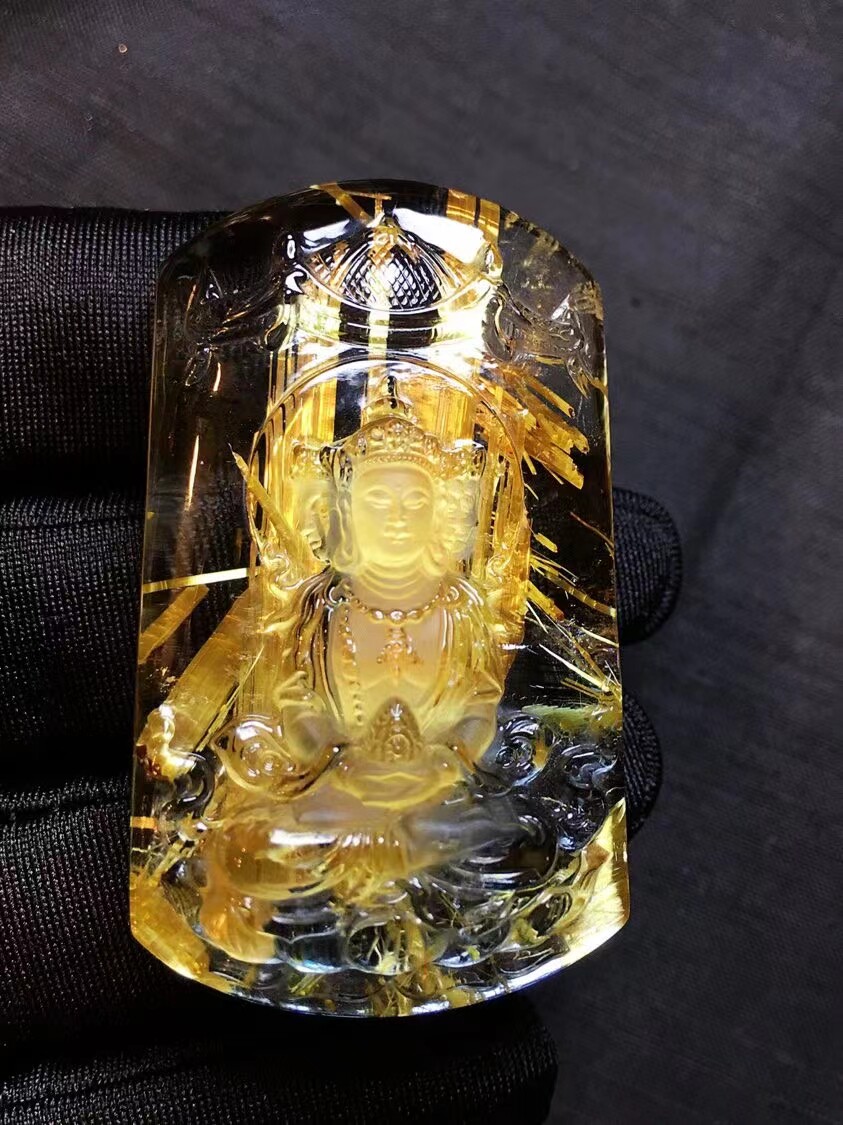 钛晶大日如来吊坠保真品 18年老店 天然水晶饰品如来佛像挂件坠子