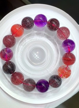 超七手链天然水晶手串草莓晶发晶