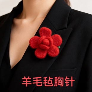 羊毛毡胸针女秋冬高级感胸花别针配饰毛衣大衣装饰品