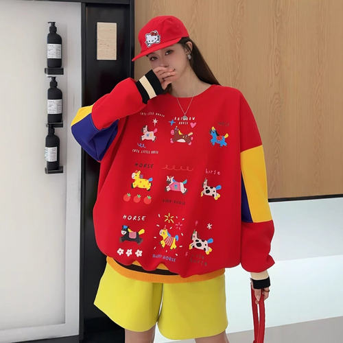 常规复合棉宽松通勤拼接卡通均码