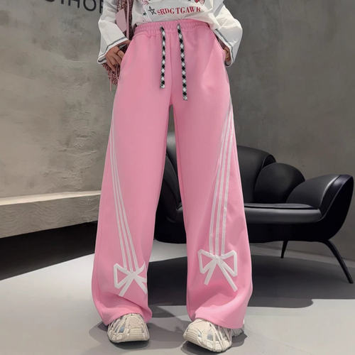 直筒裤加厚通勤高腰长裤蝴蝶结