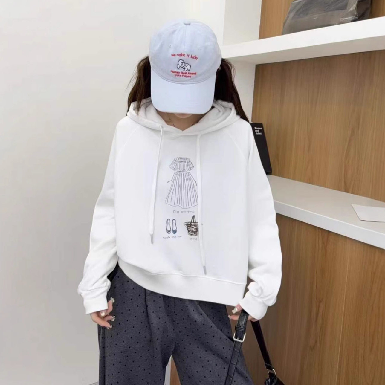 百搭卫衣女连帽2025韩版新款长袖宽松秋季薄款外套短款小个子帽衫