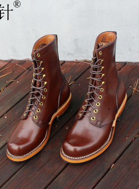 勤针男鞋Stich down工艺马丁靴男款秋冬季长高帮鞋户外工装靴子