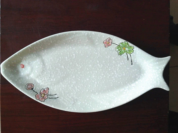 雪花釉鱼盘微波炉陶瓷餐具