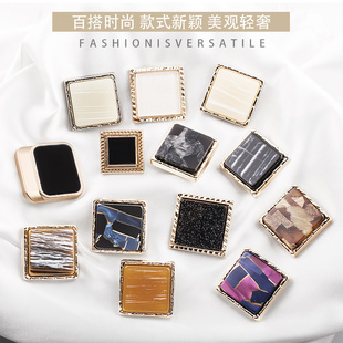 外套毛呢大衣复古时尚 高档金属扣子方形百搭女上衣针织衫 奢华纽扣