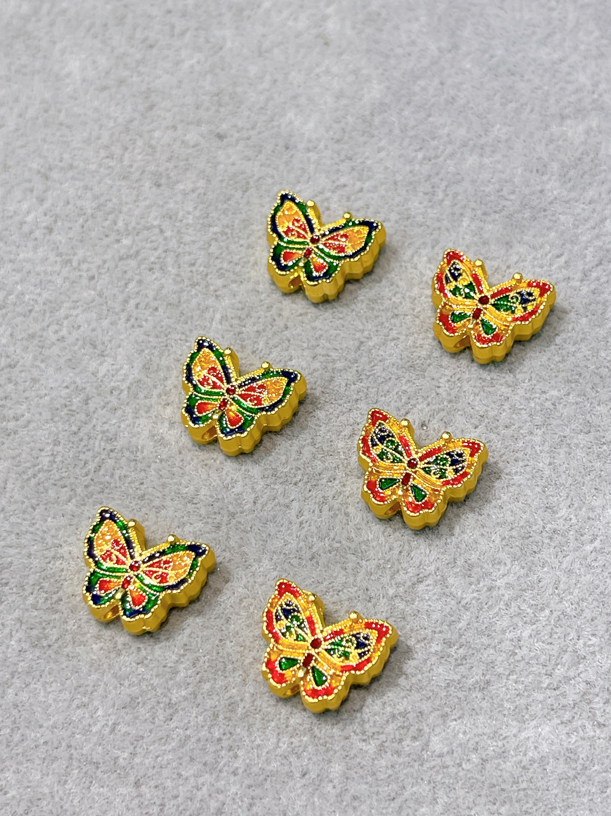 DIYXITI溪緹国风金色蝴蝶滴油沙金旗袍服装辅料香云纱真丝吊坠配