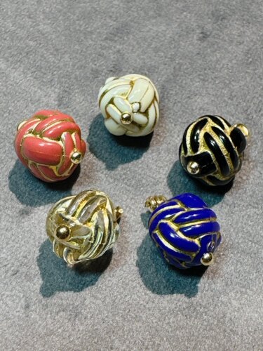 XITI国风服饰纽扣复古描金扭花圆形纽扣中国结蓝色10mm