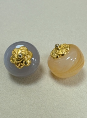 【树脂】14mm象棋珠灰色黄色纽扣新中式女装扣子辅料 | 现货24h发